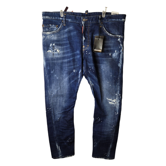 DSQUARED2 Other - Dsquared2 Blue Denim Distressed Mid Rise Button Fly Men's Sexy Twist Jeans 54